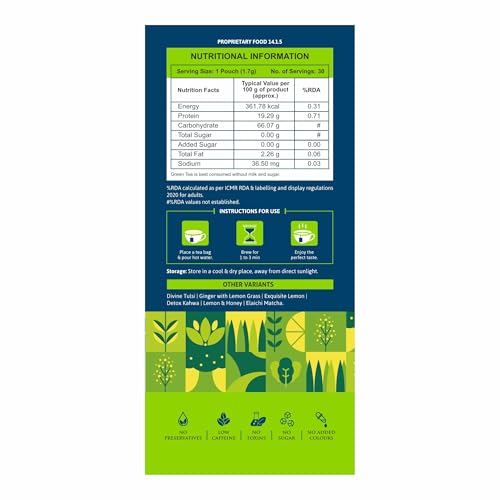 Image of Winty Aqua Slim Green Tea - 30 Compostable Tea Bags | With Garcinia, Moringa & Jasmine | Premium Herbal Ingredients | Aromatic Blend with No Preservatives | For Weight Management & Detox | Herbal Tea Bags