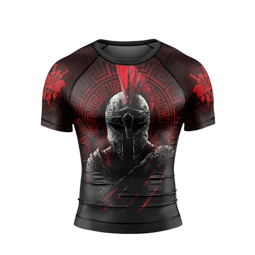 Spartan Guardian Men's Rash Guard Short Sleeve BJJ Rashguard for Men Jiu Jitsu Rash Guard Tight Compression Shirt2