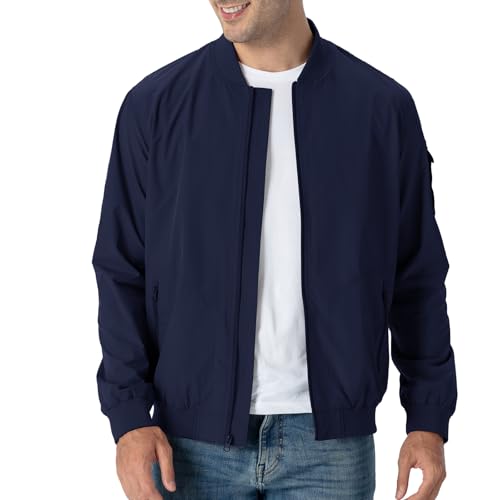 Rdruko Bomberjacke Herren Blouson jacke Übergangsjacke Leichte Fliegerjacke Herbst Male Freizeit Outdoor Jacken-Marineblau L
