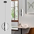 1-Pack Modern LED Pendant Lights, Black Ring Island Lights for Kitchen, 3000K-6000K Remote Dimmable Ceiling Hanging Lighting Fixtures Chandeliers for Dining Room Living Room Bedroom Hallway Cafe Foyer