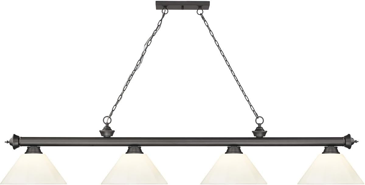 Z-Lite 2306-4BRZ-PWH Cordon Billiard Pendant, 4-Light 240 Total Watts, Bronze
