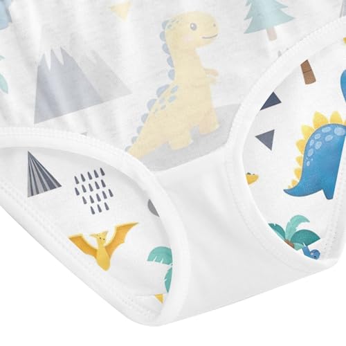Girls Panties, Cute Cartoon Dinosaur White Toddler Girl Briefs, Girls' Cotton Brief Underwear, 2T–8 Years4