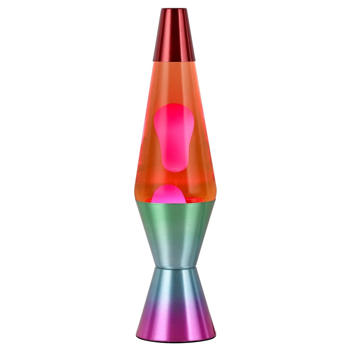 Lavalampe 37 cm rot-rosa mit Metallsockel, Glühbirne und Kabel – Ambientebeleuchtung und Dekoration für Kinder- oder Jugendzimmer – Entspannende Lampe im Retro-Stil für zu Hause