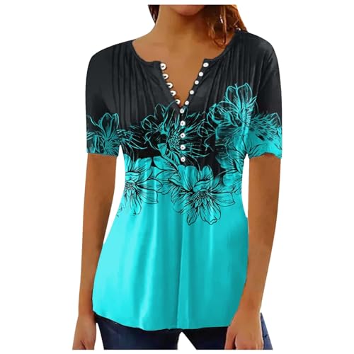 Damen Tunika Sommer Boho V-Ausschnitt Blumen