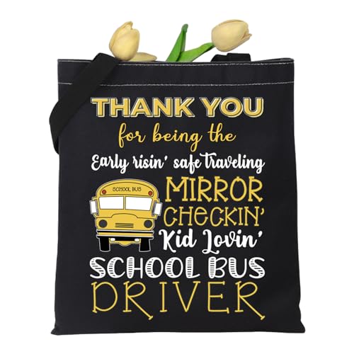 MAOFAED School Bus Driver Gift Canvas Tote Bag For School Bus Driver Graduation Gift Teacher’s Day Gift