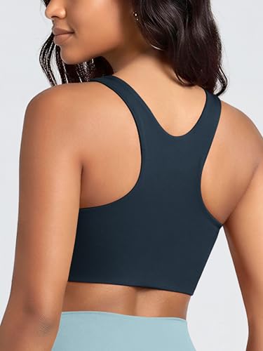 Image of ODODOS Racerback Tank Bra for Women High Neck Non Padded Medium Support Sports Bra Workout Yoga Crop Tops
