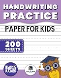 Handwriting Practice Paper for Kids: 200 Blank Dotted Line Pages: Perfect for Kindergarten, 1st, 2nd, and 3rd Grade Writing Exercises
