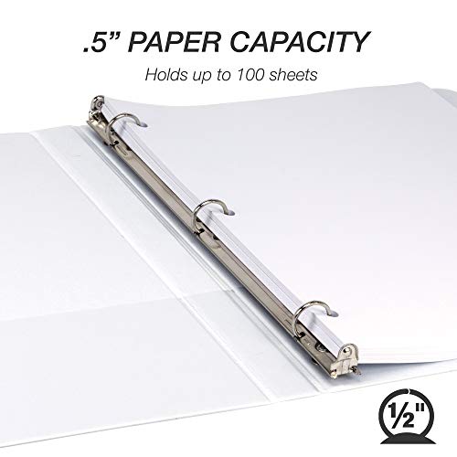 Samsill Durable .5 Inch Binder, Made in the USA, Round Ring Customizable Clear View Binder, White, 8 Pack (S88417) - Image 5
