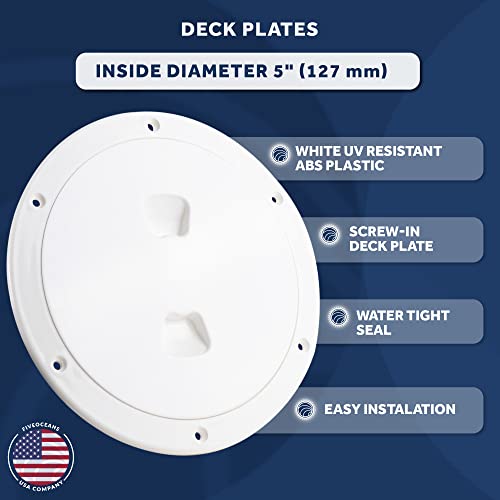 Five Oceans 5" Boat Hatch, Marine Access Hatch, Round Inspection Deck Plate Hatch With Detachable Cover, Uv Resistant Abs White Plastic, For Pontoon, Fishing Boat, Bass Boat, Yacht, Sailboat - Fo4474 #TOP1