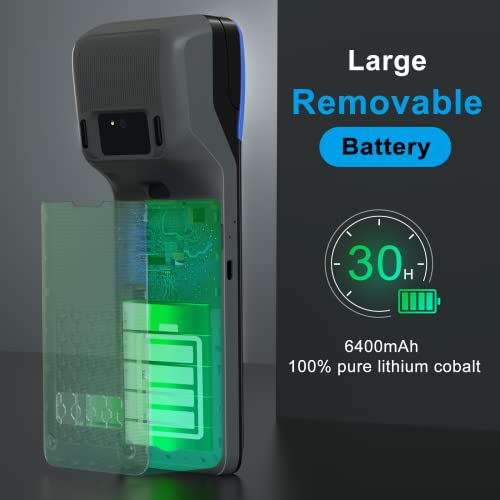 PDA POS Receipt Printer 58mm Thermal Printer with Android 8.0 OS 5.5" inch Touch Screen.Scan 1D/2D/QR barcodes. Support 4G:FDD-LTE,TD-LTE 3G: WCDMA 2G: GSM,GPRS Hot spot Bluetooth 3GB Ram +16GB ROM - Thumbnail 7