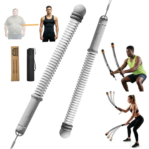Adjustable Ropeless Battle Ropes - Cordless Weighted Training Ropes for Home Gym | HIIT Workouts | Portable Exercise Equipment for Full Body Strength Training (Grey)