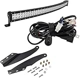 52' 300W Curved LED Light Bar w/Wiring kit & Front Upper Roof Windshield Mounting Brackets Compatible with Chevy Fit GMC C/K 1500 2500 3500 1989-1998