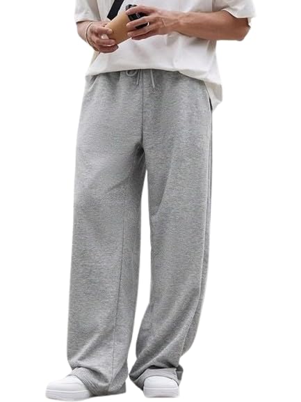 Men’s Relaxed Fit Track Straight Fits – High Waist Pants with Pockets for Sporty & Casual Look