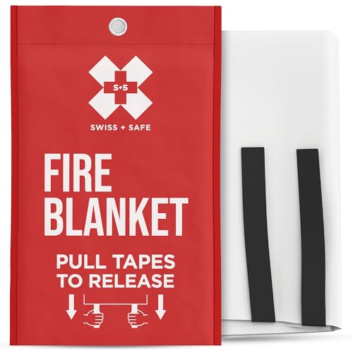 Image of Swiss Safe Emergency Fire Blanket - 39 inch x 39 inch Fiberglass Fire Suppression for Kitchen, Home & Outdoor Safety (1 Pack)