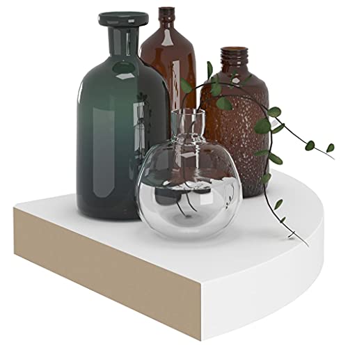 Estantes esquineros flotantes para decorar el salón con marcos de fotos y plantas pequeñas 8