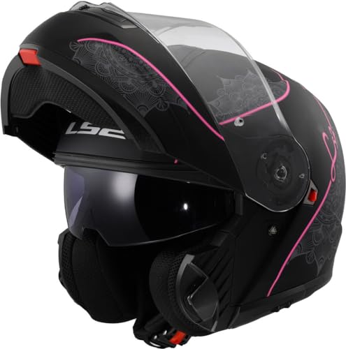 LS2, Casco modular moto STROBE II LUX negro rosa, M