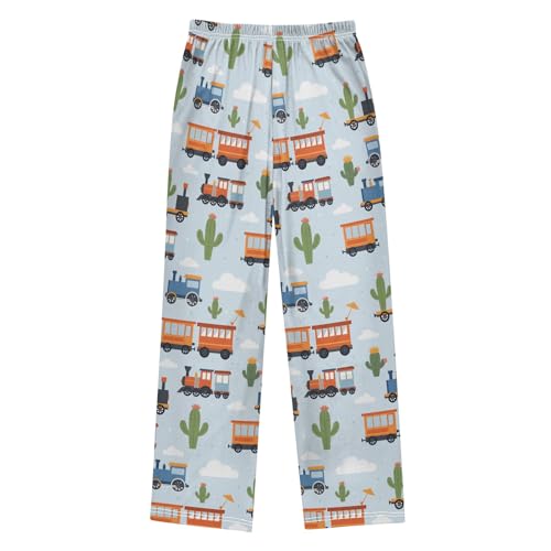 Pajama Pants Lounge Sleep PJ Bottoms Sleepwear Elastic Waist Drawstring S Cactus Train Cloud2
