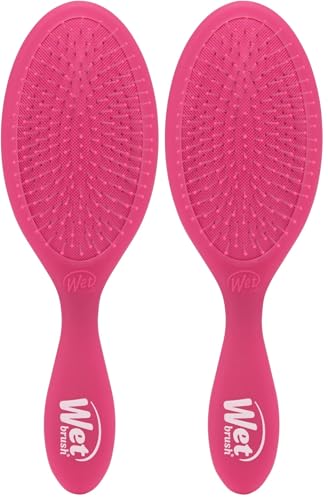 Wet Brush Original Detangler Hair Brush, Pink Frost - Ultra-Soft IntelliFlex Bristles - Detangling Brush Glides Through Tangles For All Hair Types (Wet Dry &amp; Damaged Hair) - Women &amp; Men (Pack of 2)