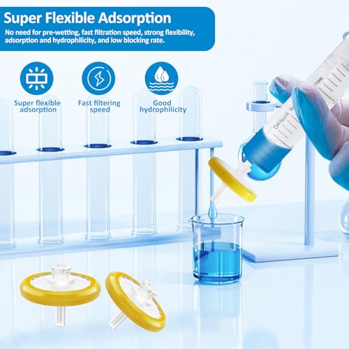 Image of Xin Tester 100 PCS Non-Sterile Syringe Filter MCE Membrane 13mm Diameter 0.22um Pore Size Hydrofilic Syringe Lab Filters