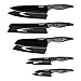 hecef Set di 5 coltelli da cucina con rivestimento antiaderente con manico in PP e guaina protettiva, esclusivo set di coltelli da chef nero (Grano di legno)