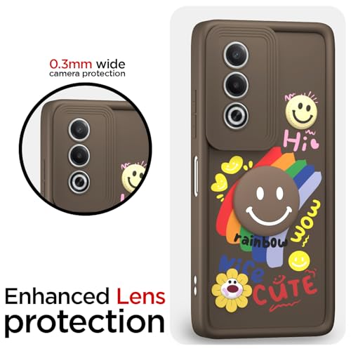 Image of Pikkme Back Cover for Oppo K12x 5G | Soft Silicone| Cute Rainbow Smile & 3D Cartoon Flower Design | Shockproof Raised Camera Protection Bumper Case (Brown)