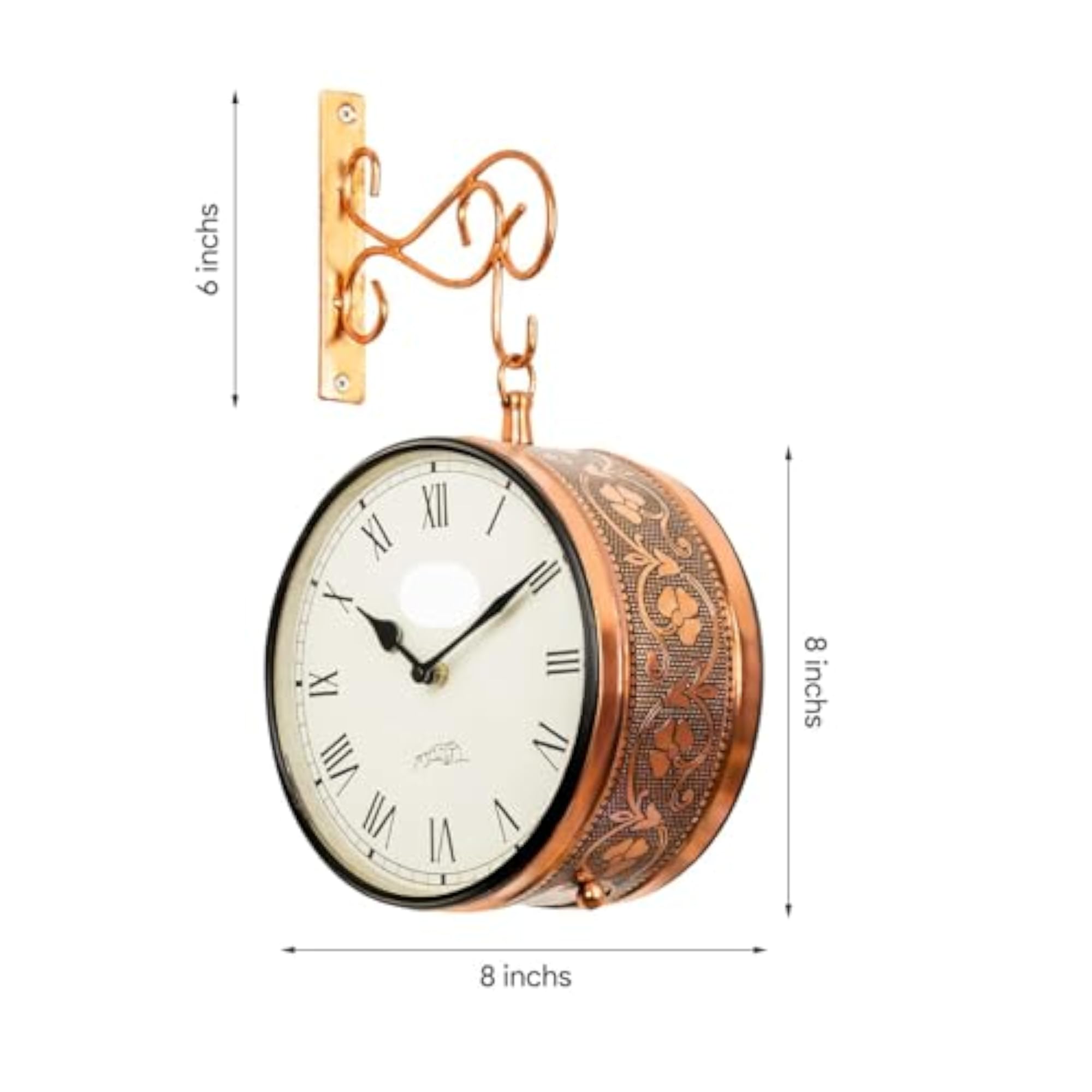 Roman Dial Double-Sided Metal Hanging Clock