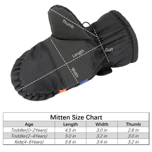 F Flammi Toddler Kids Snow Mittens With String Waterproof Ski Mittens Thinsulate Winter Gloves For Baby Girls Boys(Black,2-4) #TOP6
