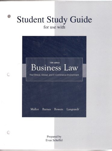Student Study Guide t/a Business Law: The Ethic... 0073198358 Book Cover