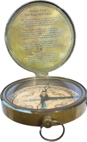 Brújula de bolsillo vintage de latón antiguo grabada miniatura 1