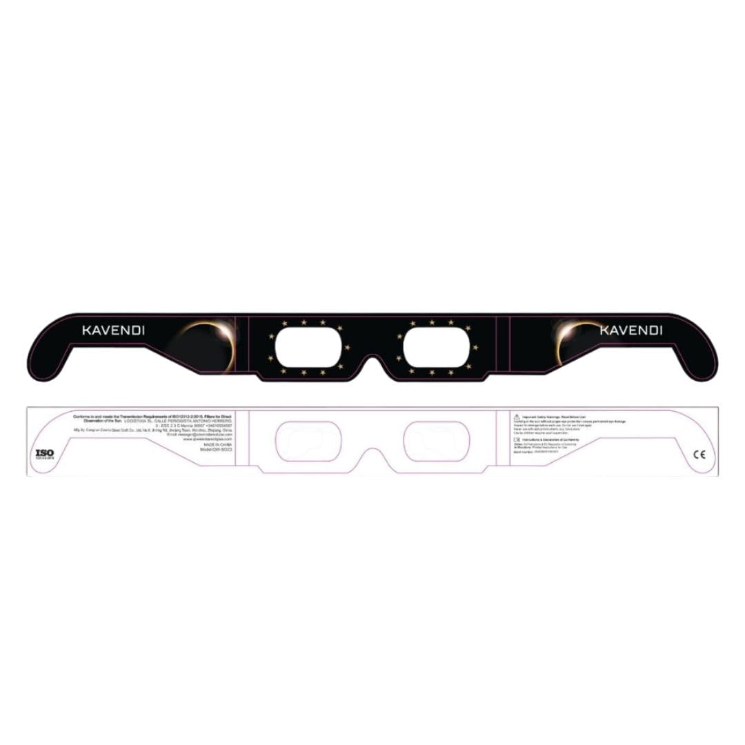 Kavendi Gafas Eclipse Solar Certificadas ISO 12312-2 CE Pack 3 Unidades, Gafas Protección Observación Segura del Sol, Filtro Profesional Astronómico para Adultos y Niños Eclipse 2026 — view 6