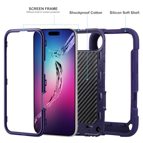 Image of MARKILL Compatible with iPhone with Built-in 360Rotating Ring Stand, Military Grade Drop Protection Full Body Rugged Heavy Duty Case Durable Cover (Deep Purple, iPhone Air)