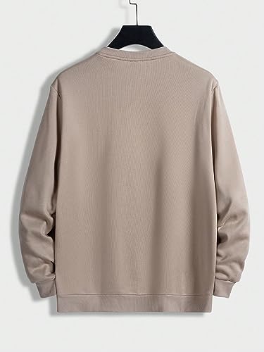 WDIRARA Men's Letter Print Round Neck Long Sleeve Sweatshirt Casual Crewneck Top2