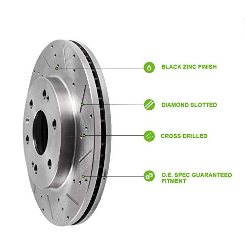 Image of [SCITOO Brake Kits] - (4) Front and Rear Drilled and Slotted Brake Rotors (8) Ceramic Pads for 1999-2000 for Honda Civic | Fit For Honda For Civic 1999-2000