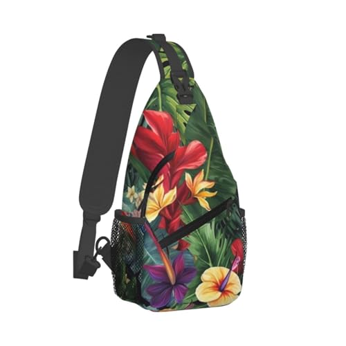Bolso cruzado tropical para pecho para hombre y mujer miniatura 2