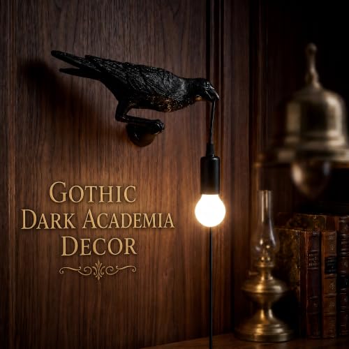OVANUS Crow Wall Lamp Gothic Raven Light Dimmable E12 Bulb Dark Academia - image 5