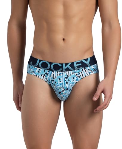 Image of Jockey FP22 Men's Super Combed Cotton Elastane Stretch Printed Brief with Ultrasoft Waistband