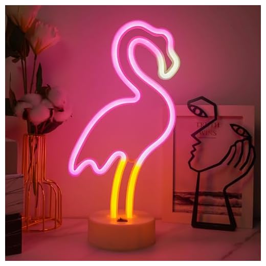 JEMESI Luces de flamenco, luz nocturna para dormitorio, alimentada por batería/USB, base de neón de flamenco, decoración para San Valentín, cumpleaños, bar, fiesta, regalo