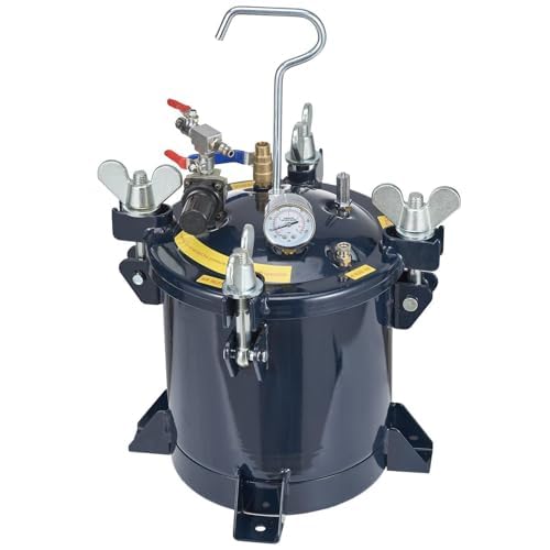 10L/2.5gal Spray Paint Pressure Pot Tank, 70PSI Max Air Paint Pressure Pot, Metal Rack and Leak Repair Sealant Compatible with Industry Home Decor Architecture Construction Automotive Painting