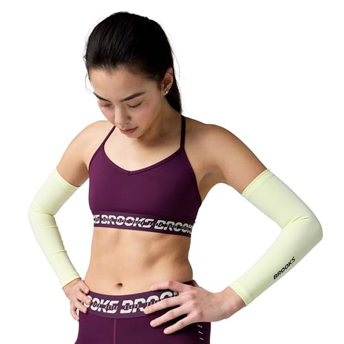 Brooks PR Elite Bra, Light Support Running Sports Bra, Quick-Drying Breathable Fabric, Mesh Ventilation, Comfort Bottom Band & Pullover Fit - Potent Purple/Luminary - M