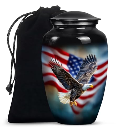 Image of American Flag with Eagle Urn for Ashes Women -Patriotic Cremation Urns Men