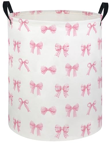 Image of Baby Laundry Hamper kids laundry Basket Waterproof Laundry Bag for Bedroom Clothes Organizer Room Decor(Bowknot)