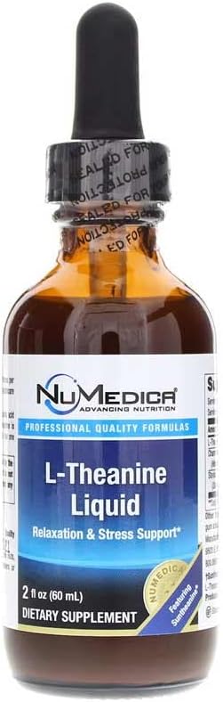 NuMedica L-Theanine Liquid (Natural Lemon Flavor) - 2 fl. oz (60 ml). includes Chamomile.