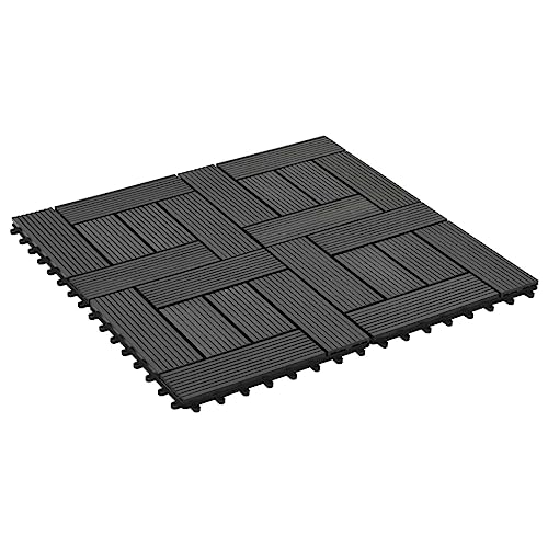 Kangmusi 45026 - Baldosas para terraza (11 unidades, 30 x 30 cm, 1 m²), color negro