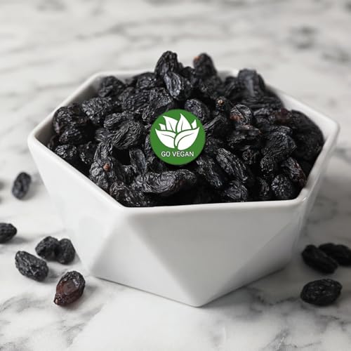 Image of Go Vegan Premium Afghani Black Raisins Seedless | Kali Kishmish /Kismis | Dry Fruits, Healthy Snacks | Rich in Fiber, Potassium & Antioxidants | Tasty & Nutritious (1 Kg)
