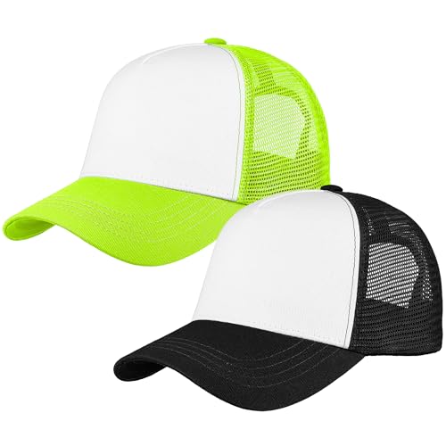 Image of Falari 5-Panel Mesh Baseball Cap, Trucker Hat, Structured Plain Design, Cotton, Adjustable Size
