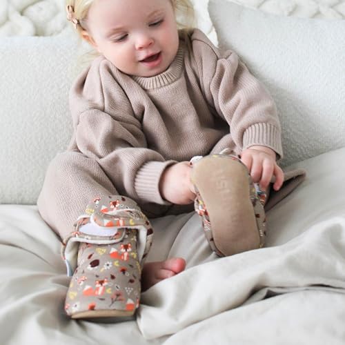 Dotty Fish Cotton Infant Booties. Barefoot Feel, Boys & Girls Baby Winter Slippers. Warm & Cosy Fleece Lining, Adjustable Fastening, Non-Slip, Soft Suede Sole, Unisex - 6 Designs 0-24 Months3