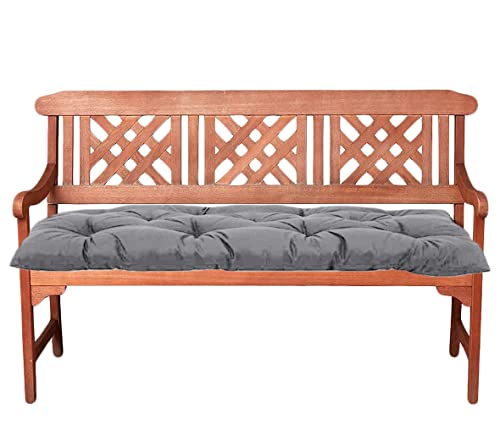 LRuismei Cojín de banco para banco de jardín de 2/3 plazas, suave, impermeable, 10 cm de grosor, 100 x 50 cm, cojín de asiento para silla de patio, césped (120 x 50 cm, gris) Cover