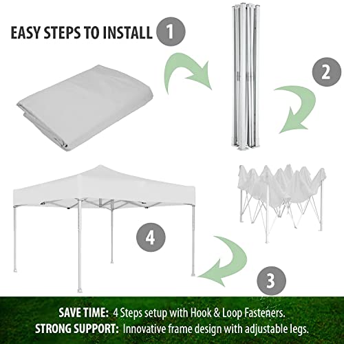Image of ORILEY Heavy Duty Gazebo Tent 6.5 ft | 16.8 Kg Strong Frame | Foldable Pop-Up Canopy Tent with 4 Side Open | UV Protection Outdoor Folding Tent for Garden, Terrace, Events & Promotional Use (White)