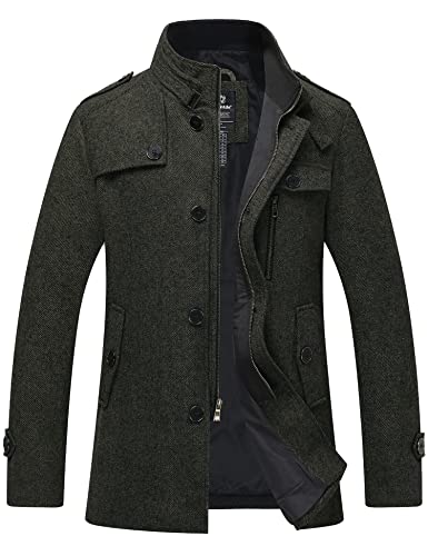 Image of Wantdo Men's Wool Blend Jacket Stand Collar Windproof Pea Coat