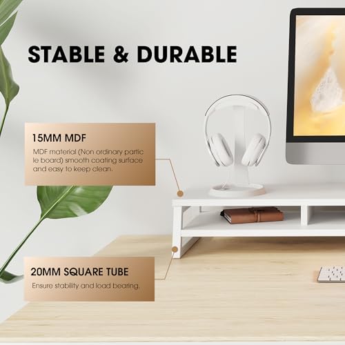 Image of Fenge Dual Monitor Stand for Desk, 42.5in Large Monitor Riser for 2 Monitors, 2 Tier Computer Office Desk Top Shelf, Desktop Storage Stand for Laptop, PC, Computer, Printer